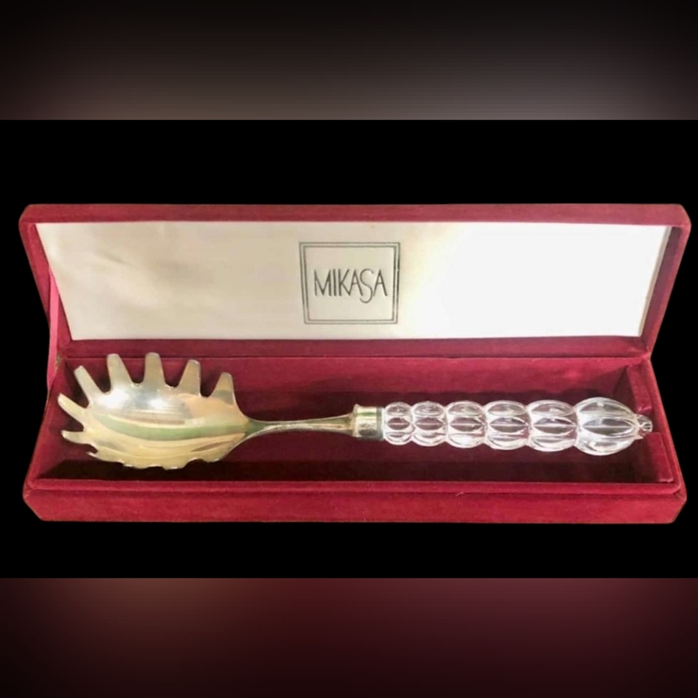 Mikasa Rousseau Austrian crystal and silver-plated Pasta Server